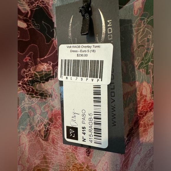 NEW Volt Design Overlay Tunic Dress Floral Paso Chiffon Size 5 (12/14 US) NWT - Picture 7 of 7